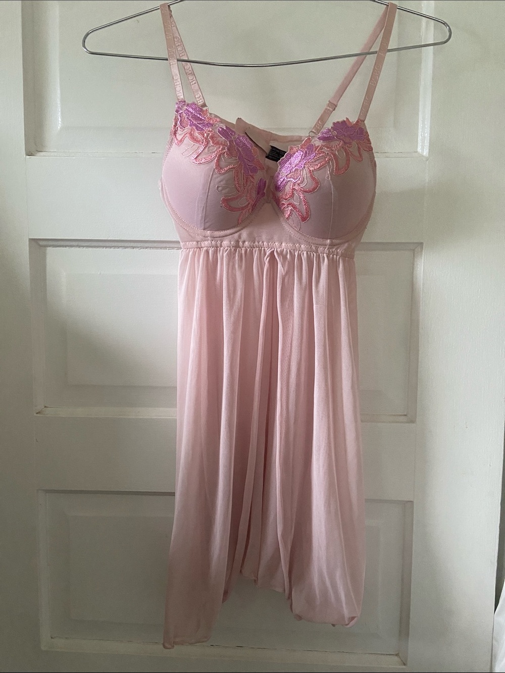 BCBGeneration Pink Lace-Accented Babydoll Chemise